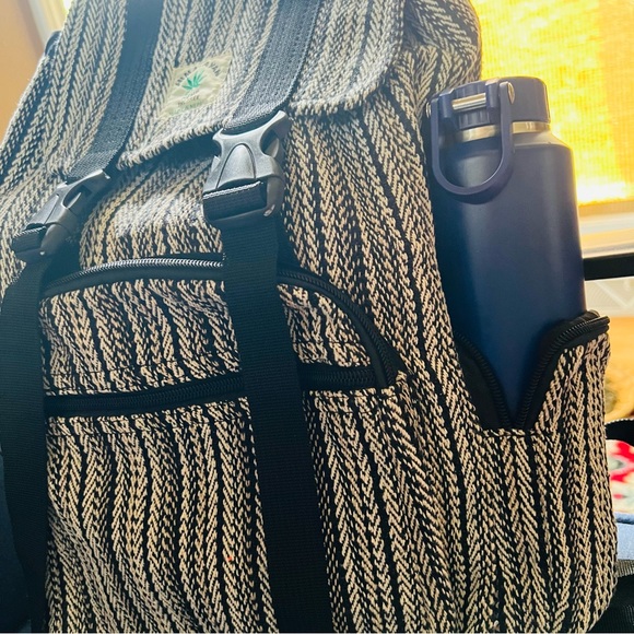Unisex Pure Himalayan Hemp Backpack with Laptop Compartment and multiple pockets - Picture 3 of 5